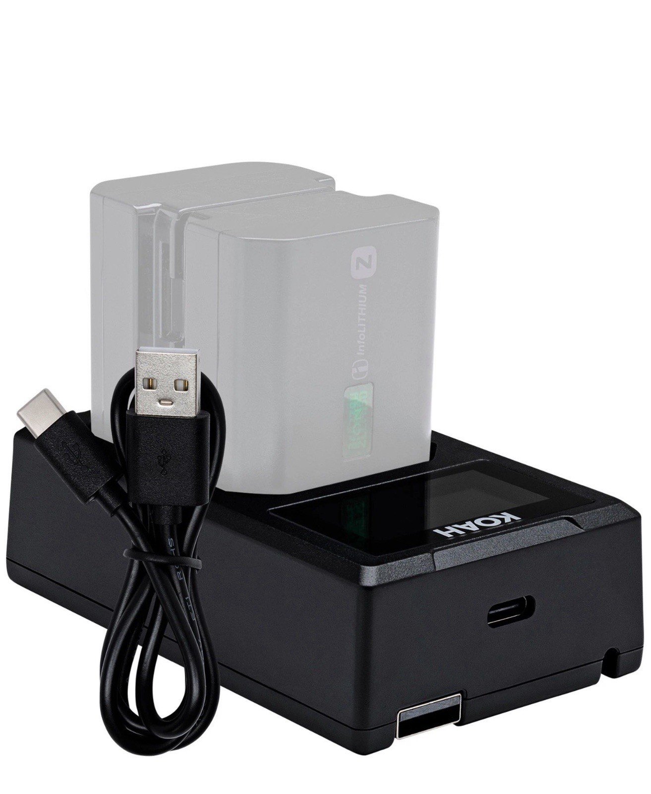 Koah Dual USB C Charger LCD Display for Sony NP FZ100 Battery
