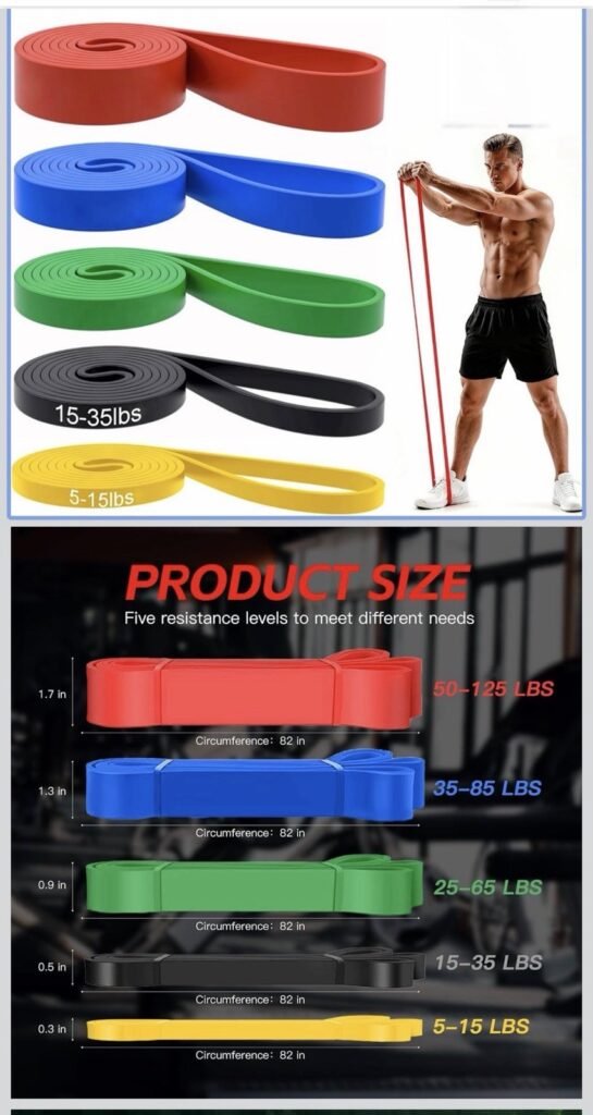 5-125LBs 5 Pcs Pull Up Resistance Bands Set Exercise Workout for Men Women Color