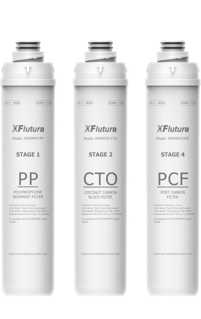 Sealed XFlutura XFROPOT-1Y 3-Pack Filters for Bluevua RO100ROPOT UV PP CTO PCF