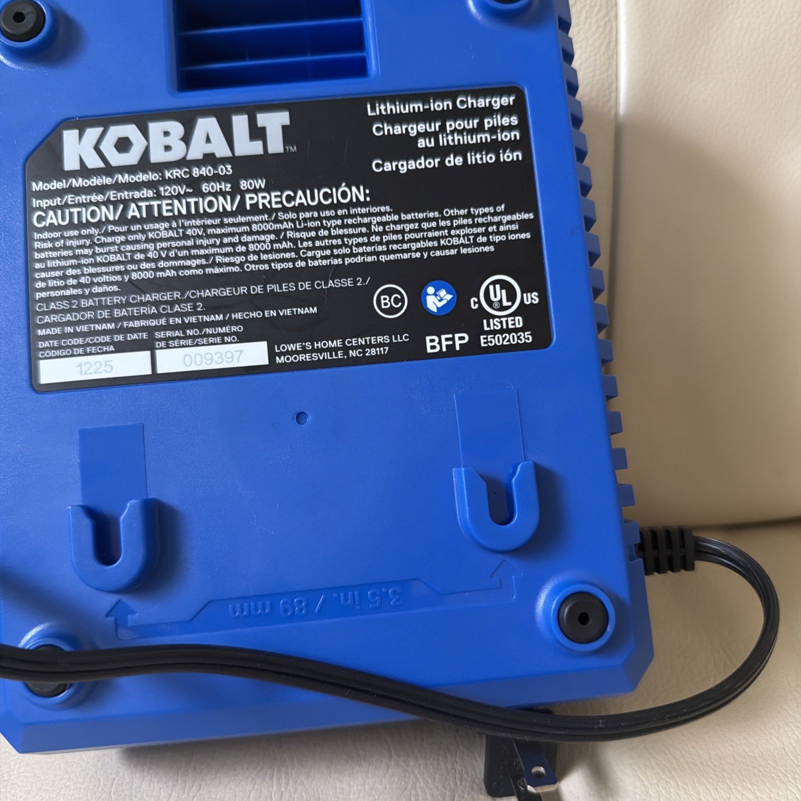 Kobalt 40 Volt MAX Lithium-Ion Battery Charger KRC 840-03 Charger Only New No Bx - Image 4