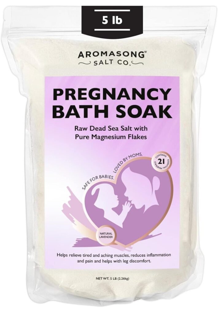 Aromasong Raw Dead Sea Salt Pregnancy Bath Soak 5 LB Lavender Magnesium Flakes