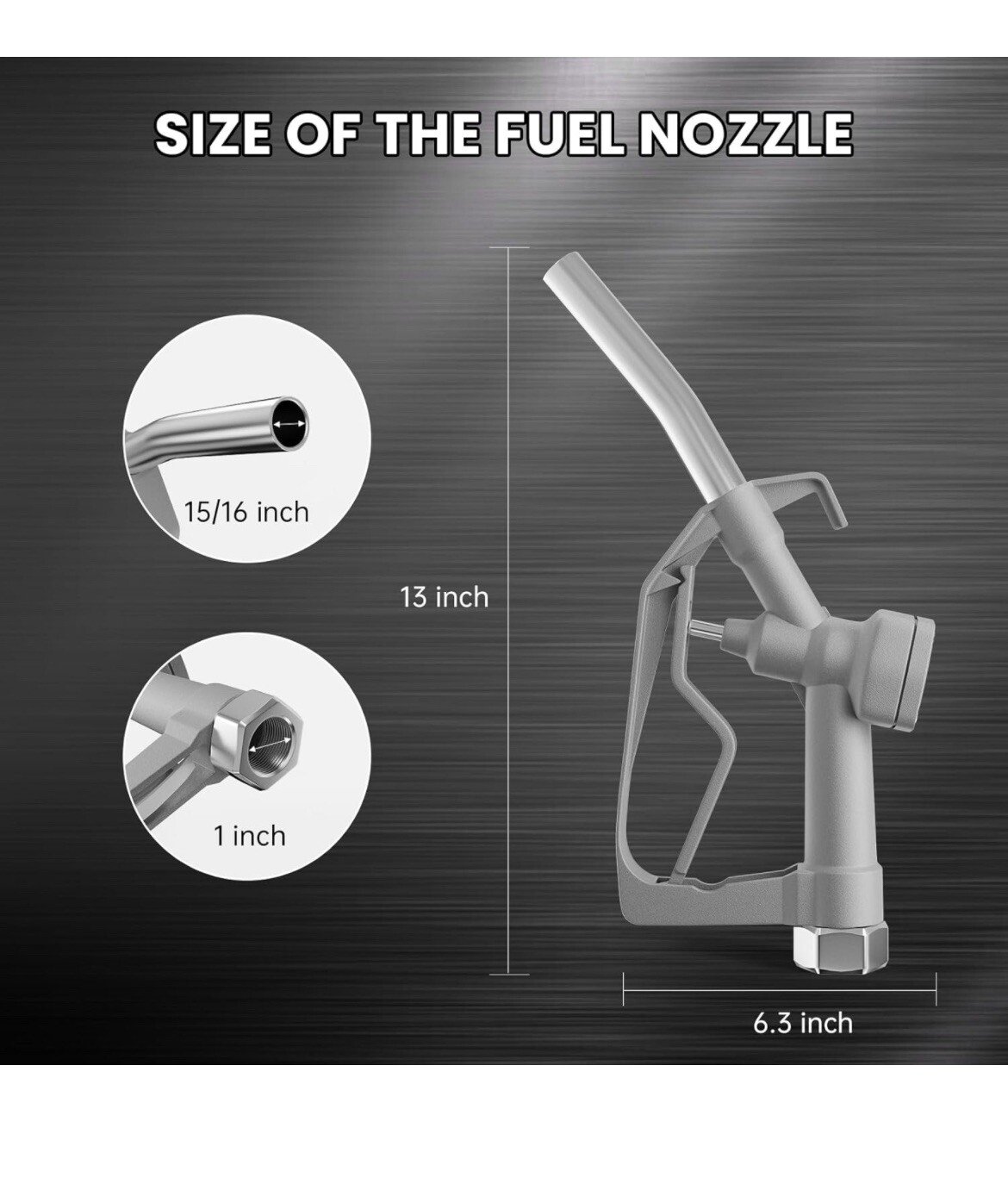 Fuel Nozzle 1 inch NPT Manual Fuel Nozzle with Hook For Electric Fuel Pumps - Image 2