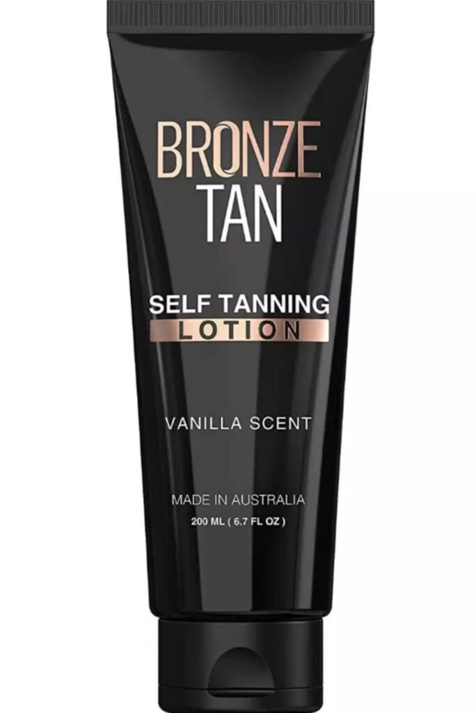 BRONZE TAN SUNLESS Self Tanning Lotion for Face and Body -Vanilla Scented 6.7 Oz