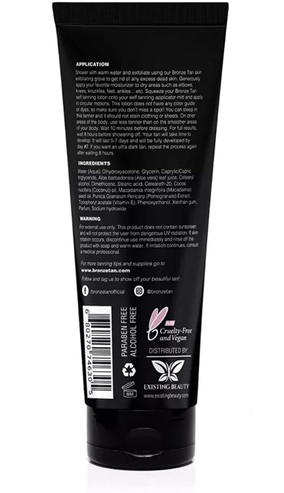 BRONZE TAN SUNLESS Self Tanning Lotion for Face and Body -Vanilla Scented 6.7 Oz - Image 2
