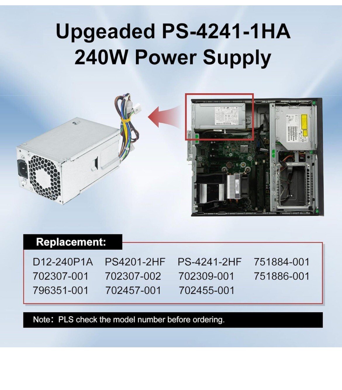 Upgraded PS-4241-1HA 240W Power Supply Comp W HP ProDesk 400 600 800 702307-001 - Image 2