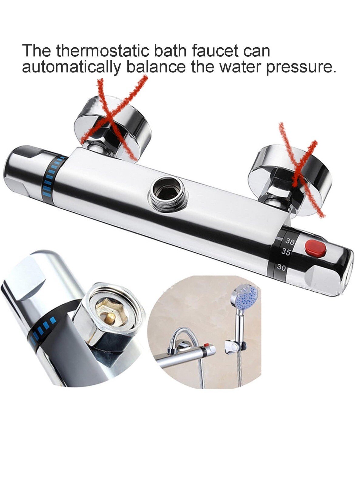 Thermostatic Faucet Mixing Valve Wall Mount Nozzle Up No Accessories Only Mixer - Image 2