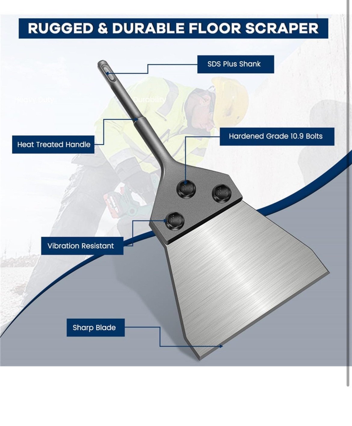 2 Blades Floor Scraper Kit 5 inch Removal Tool Wide Tile Flooring Adhesive - Image 2