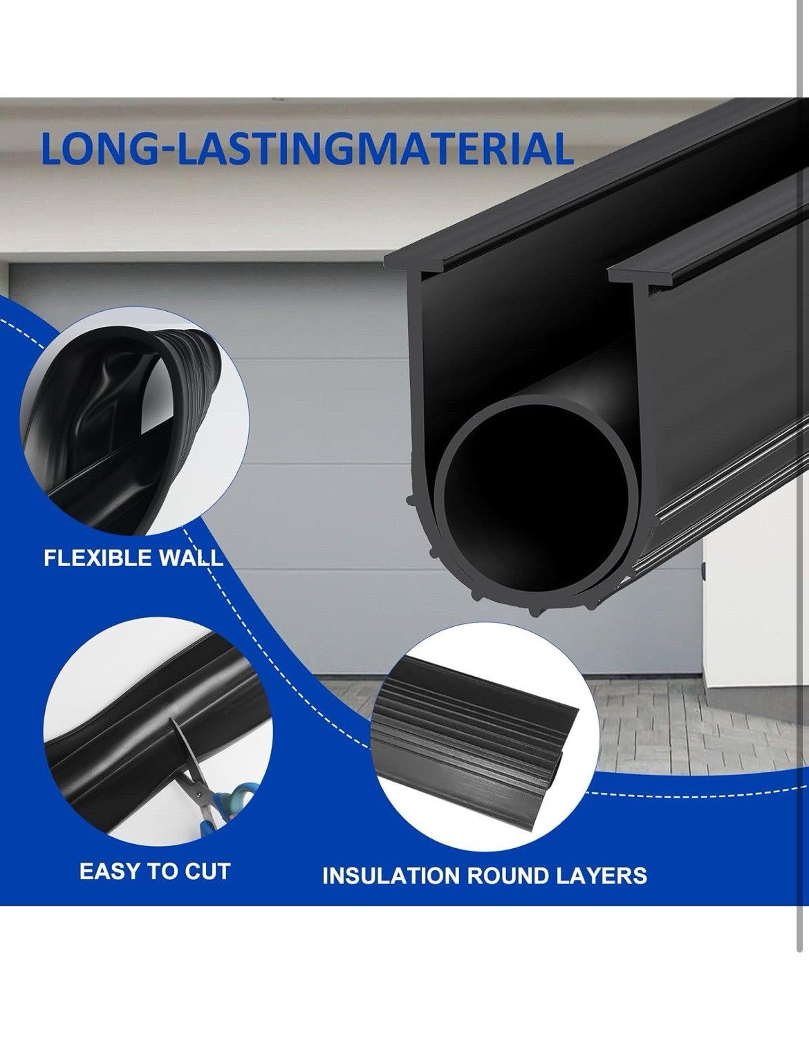 T End 10ft 1 Car Garage Door Seals Bottom Rubber Weather Stripping Seal Strip - Image 2