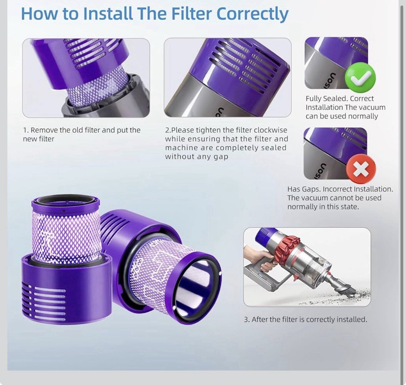2pc HEPA Filters for Dyson V10 Cyclone Animal Absolute SV12 | 969082-01 Total Cl - Image 4